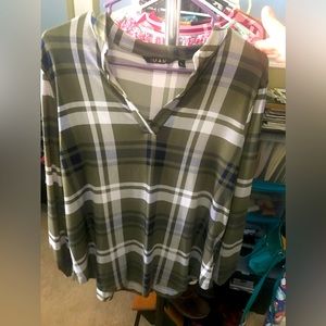 Olive Plaid Blouse